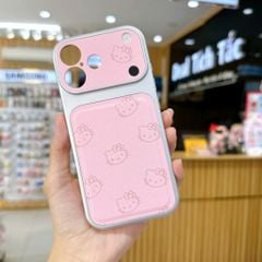 ** Ốp IP 17 vân da viền dẻo xi bạc camera in hình