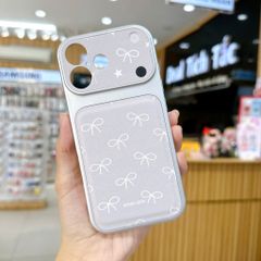 ** Ốp IP 17 vân da viền dẻo xi bạc camera in hình