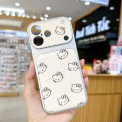 ** Ốp IP 17 vân da viền dẻo xi bạc camera in hình