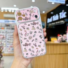 ** Ốp IP 12 6.1 vân da viền dẻo xi bạc camera in hình