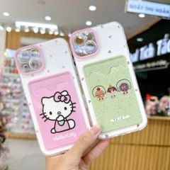 ** Ốp IP 13 6.1 dẻo trong kèm ví card in hình