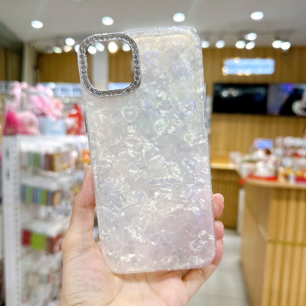 Ốp IP 16 Pro lưng thạch anh camera đính đá
