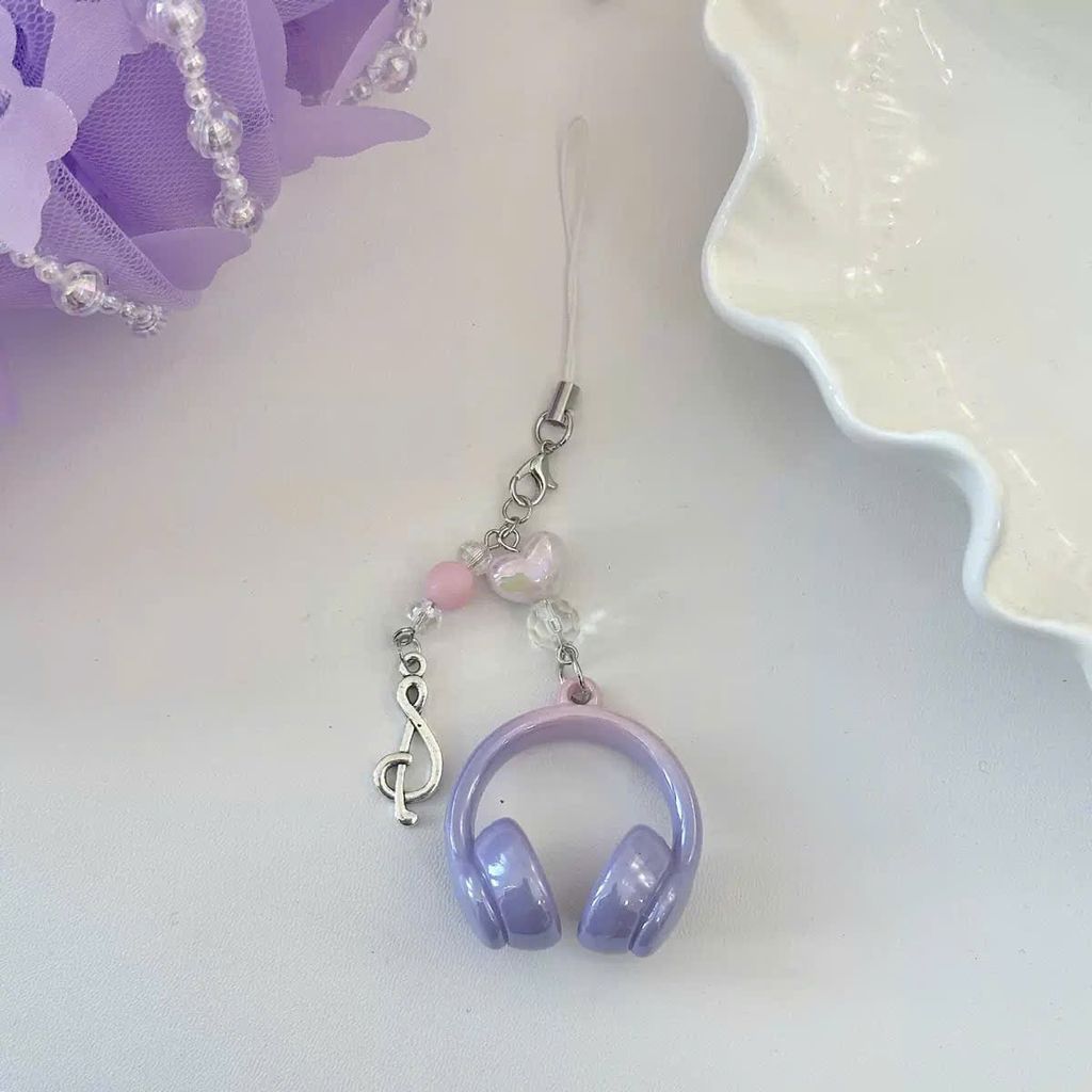 ** Dây đeo điện thoại headphone phong cách màu hologram