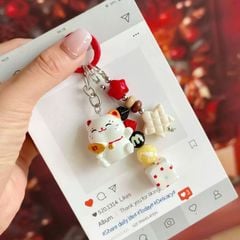** Móc khóa chùm mèo chiêu tài charm sao/xúc xắc