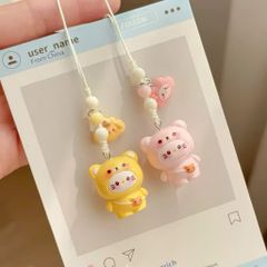 ** Dây đeo điện thoại Kitty mặc áo vàng/hồng