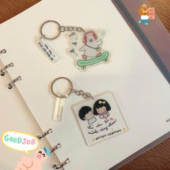 ** Móc khóa mica thông điệp in hình hoạt hình