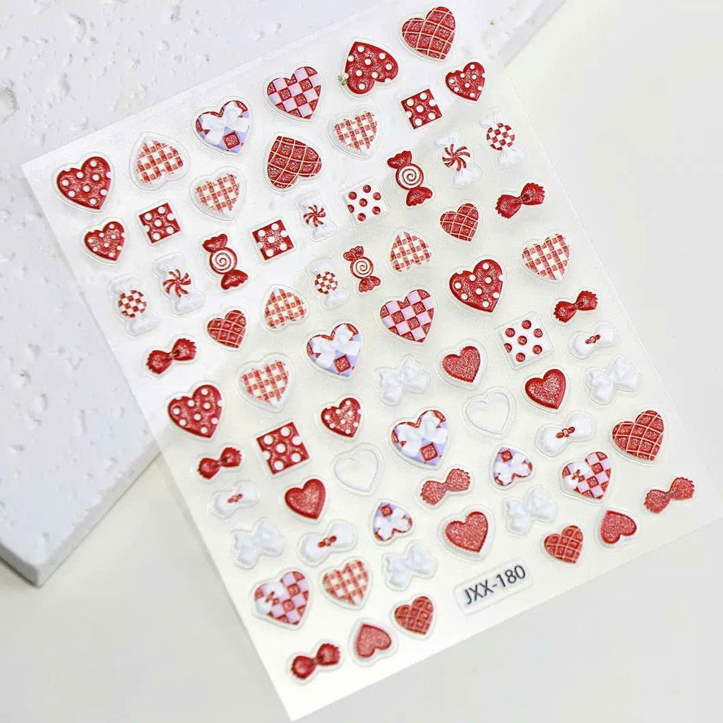 ** Sticker nổi nhiều hình Kitty/nơ/cánh cụt/tim