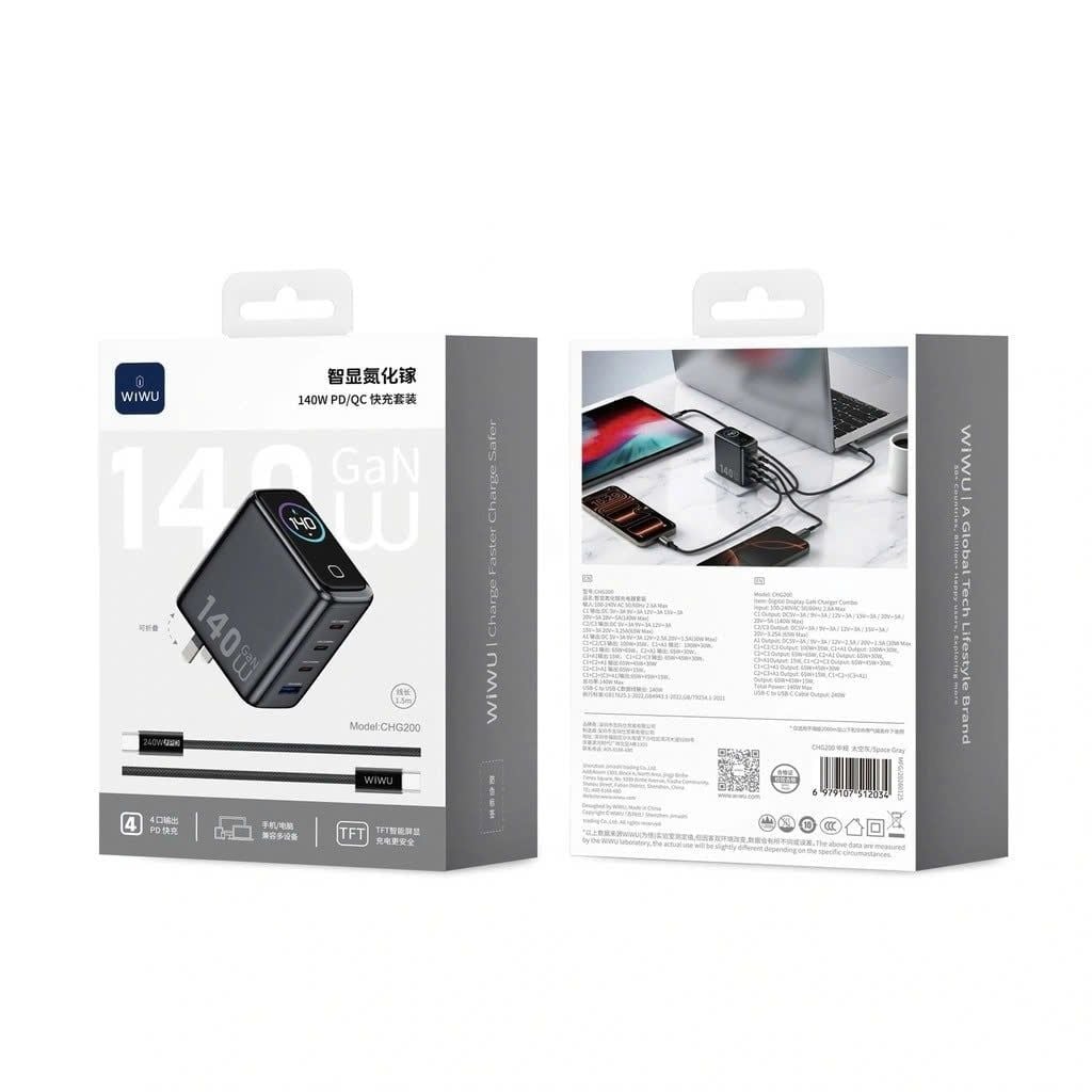 Bộ sạc Type C to Type C Wiwu Voyager 140W