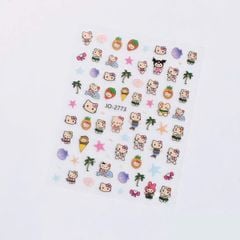 ** Sticker Kitty da nâu/áo xanh joyful