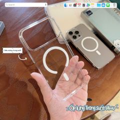 Ốp IP 17 Pro Max Wiwu Invisible Pro lưng trong magsafe viền cứng
