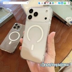 Ốp IP 17 Pro Max Wiwu Invisible Pro lưng trong magsafe viền cứng