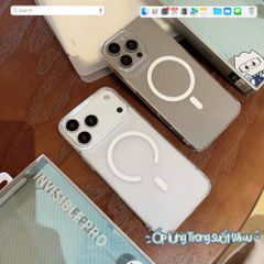 Ốp IP 17 Pro Max Wiwu Invisible Pro lưng trong magsafe viền cứng