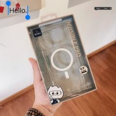Ốp IP 16 Pro Max Wiwu Invisible Pro lưng trong magsafe viền cứng