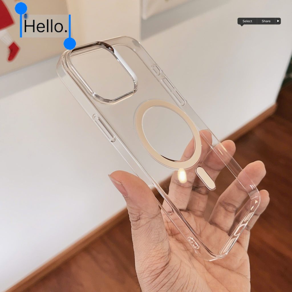 Ốp IP 16 Pro Max Wiwu Invisible Pro lưng trong magsafe viền cứng