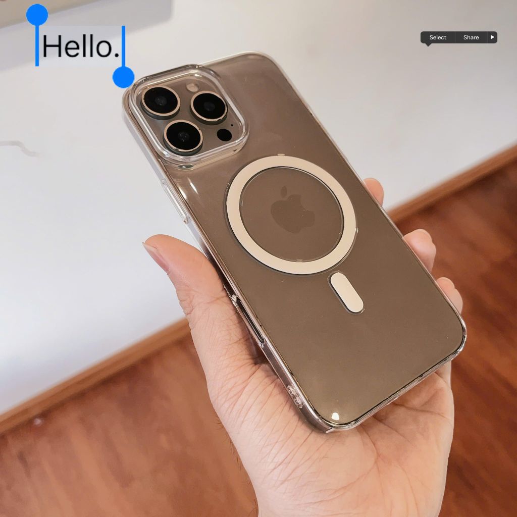 Ốp IP 16 Pro Max Wiwu Invisible Pro lưng trong magsafe viền cứng