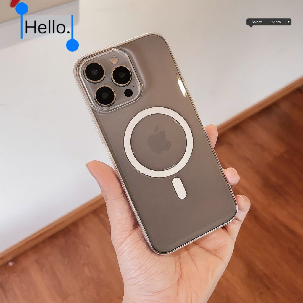 Ốp IP 16 Pro Max Wiwu Invisible Pro lưng trong magsafe viền cứng