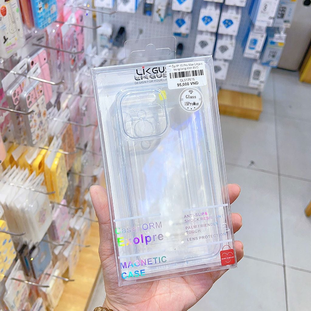 ** Ốp iPhone 15 Pro Max Likgus trong lưng kính BVC