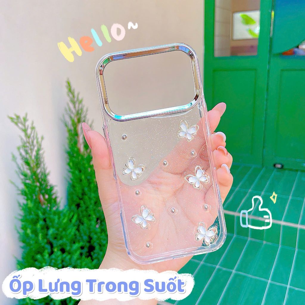 ** Ốp IP 17 pro dẻo lưng kim tuyến đính charm
