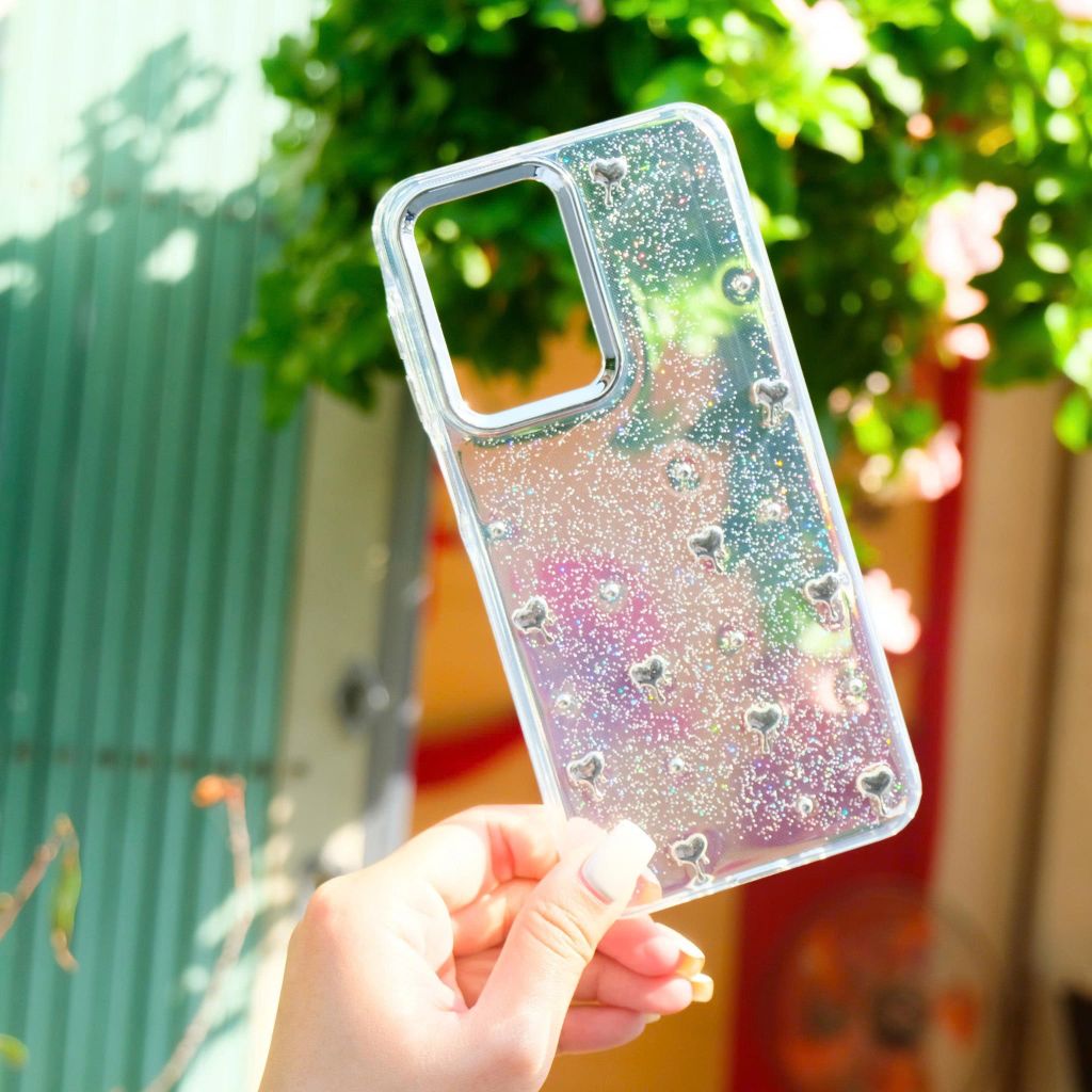 ** Ốp SS A17 dẻo lưng kim tuyến đính charm