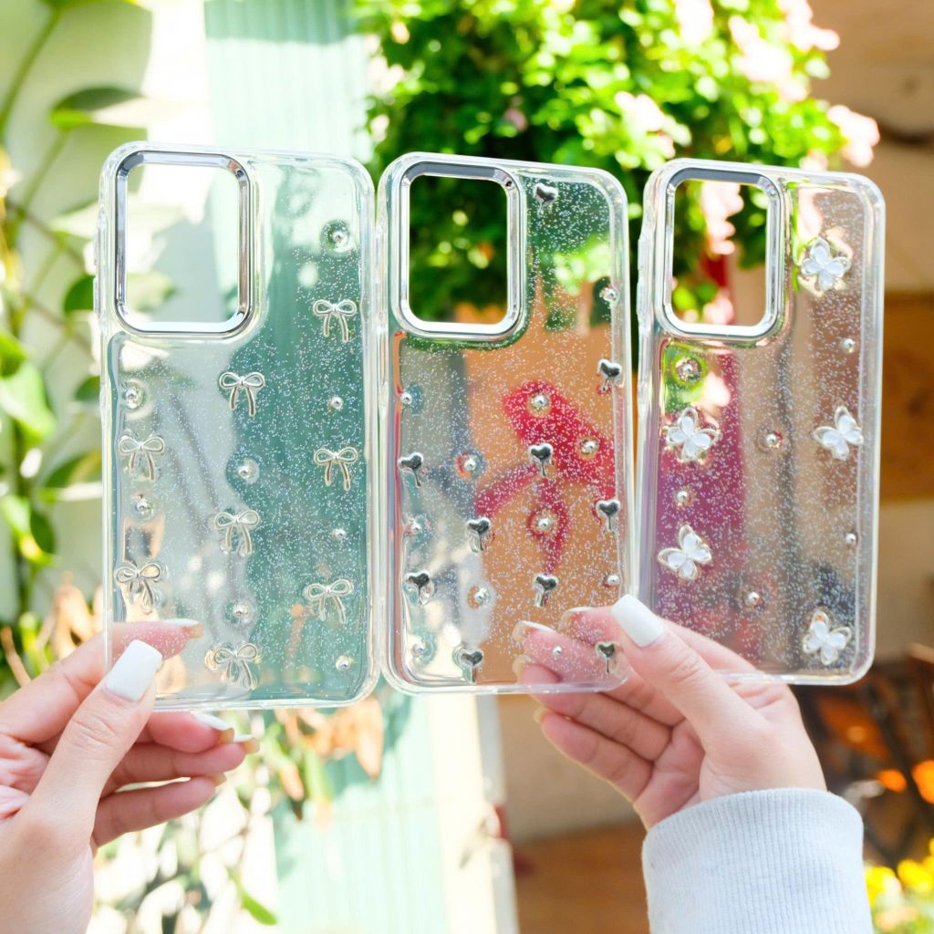 ** Ốp SS A17 dẻo lưng kim tuyến đính charm