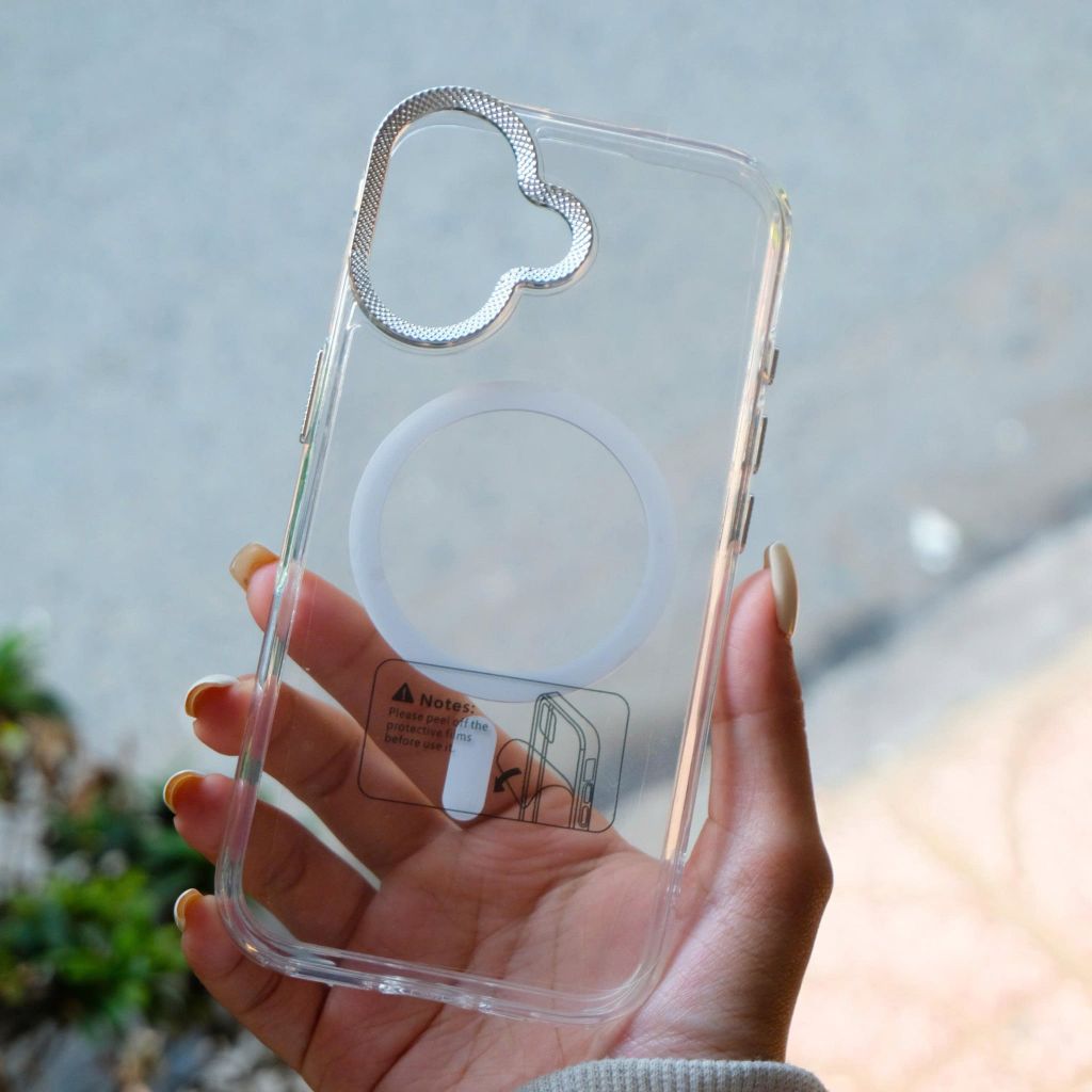 Ốp IP 17 Likgus trong magsafe màu viền camera kim loại