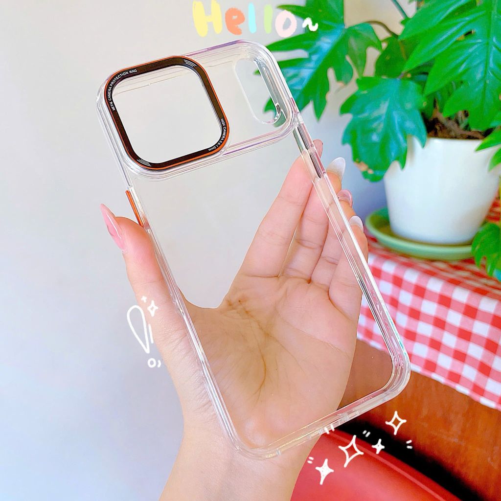 Ốp IP 17 Pro Max Likgus trong viền màu trong viền camera chữ
