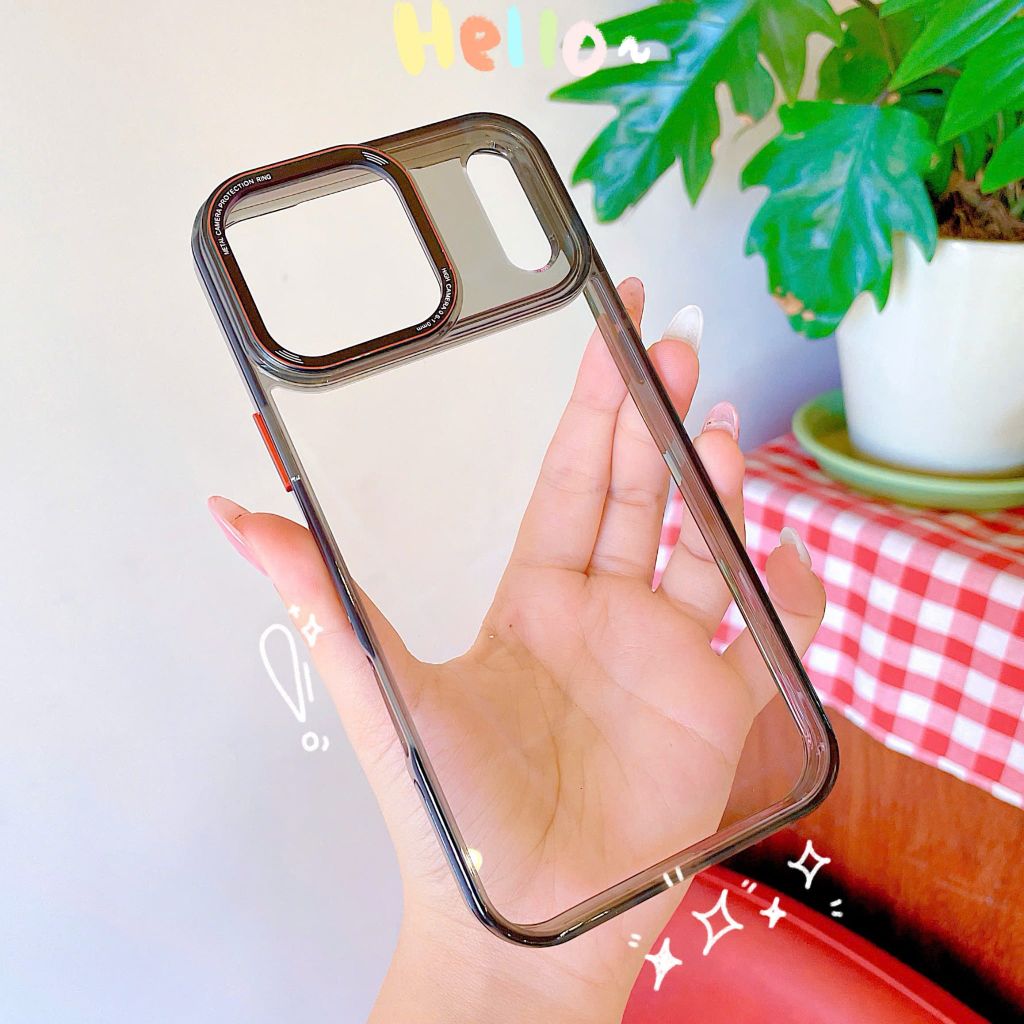 Ốp IP 17 Pro Max Likgus trong viền màu trong viền camera chữ