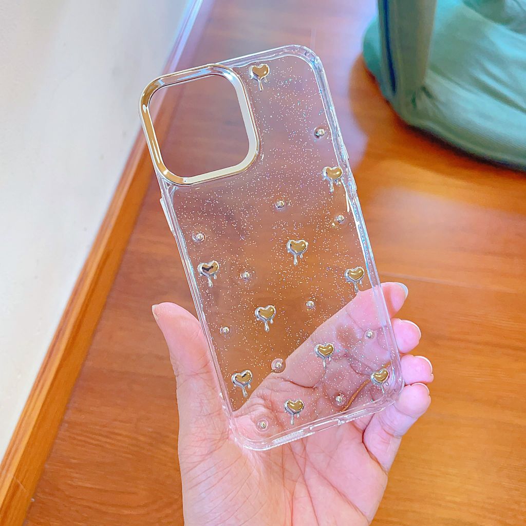 ** Ốp IP 13 6.1 dẻo lưng kim tuyến đính charm