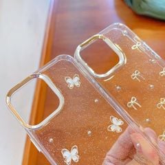 ** Ốp IP 12 Pro Max dẻo lưng kim tuyến đính charm