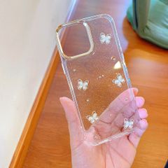 ** Ốp IP 13 6.1 dẻo lưng kim tuyến đính charm