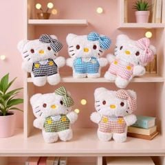 ** Móc khóa bông Kitty áo và nơ caro