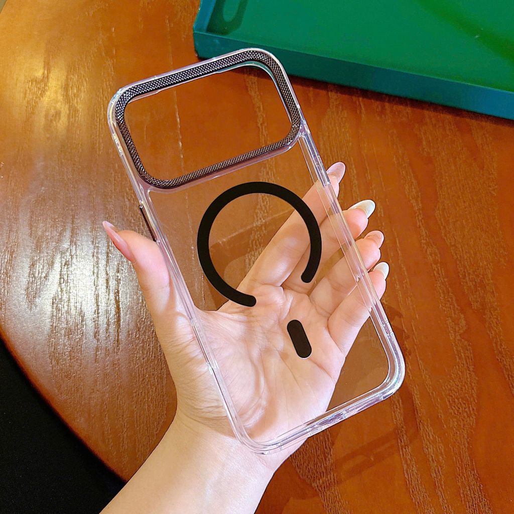 Ốp IP 17 Pro Max Likgus trong magsafe màu viền camera kim loại