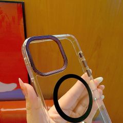 Ốp IP 15 Pro Max Likgus trong magsafe màu viền camera kim loại