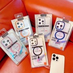Ốp IP 16 Pro Max Likgus trong magsafe màu viền camera kim loại