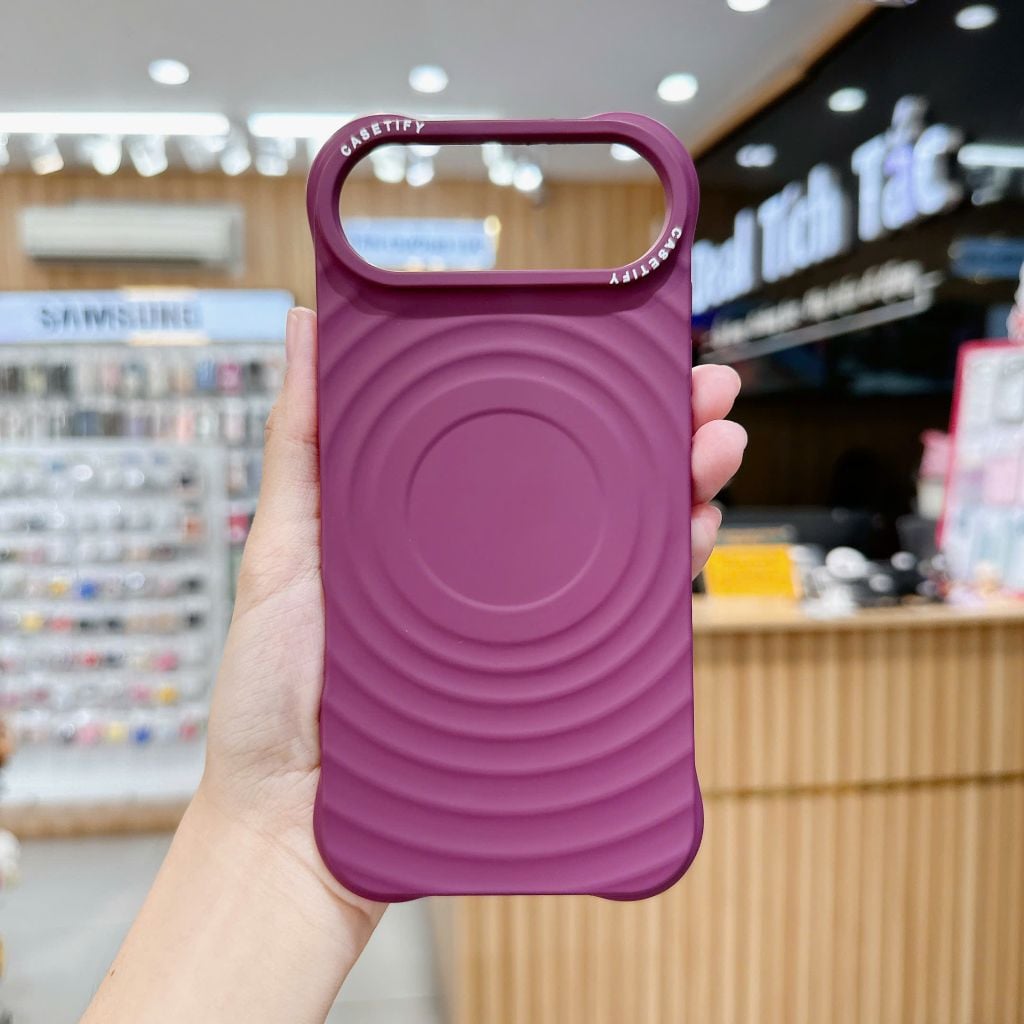 ** Ốp IP 17 Air silicon vân sóng tròn magsafe