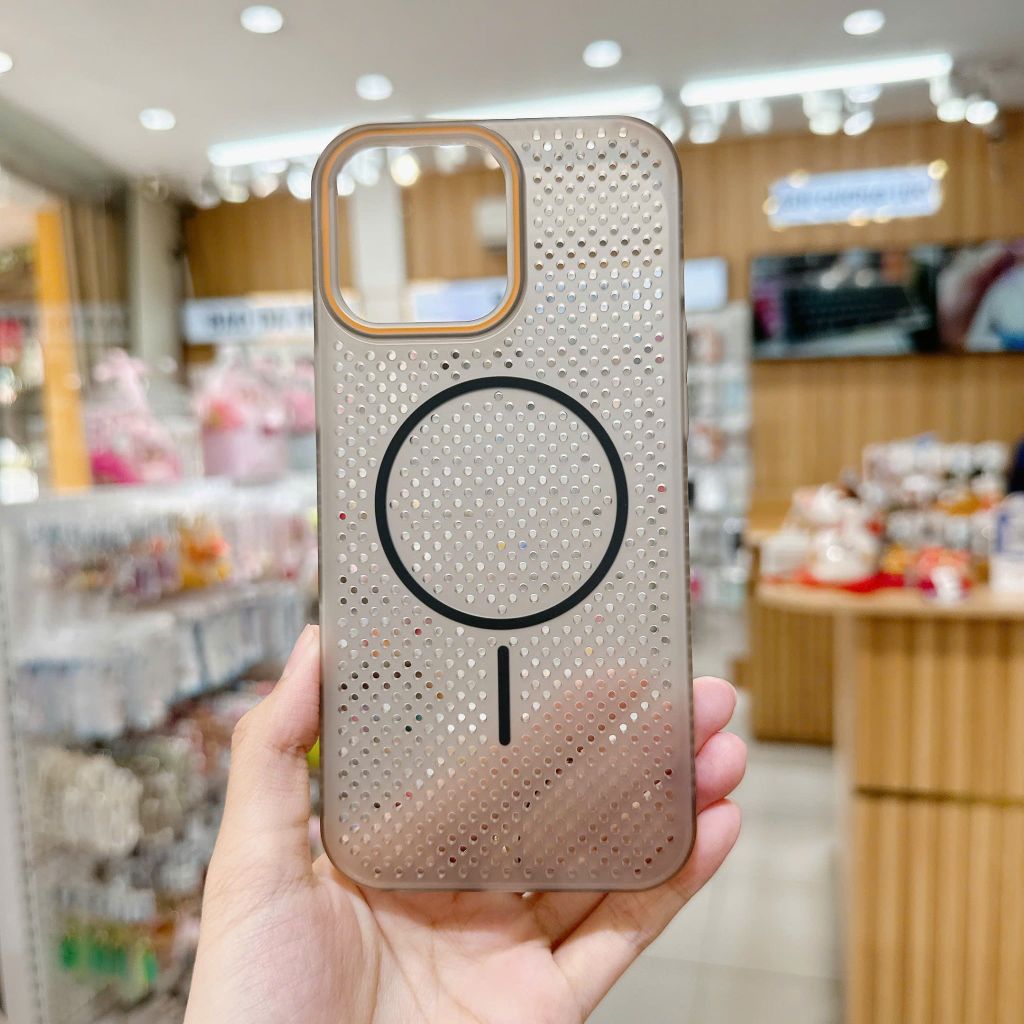 Ốp IP 16 Pro Max Likgus tản nhiệt magsafe màu trong viền cứng