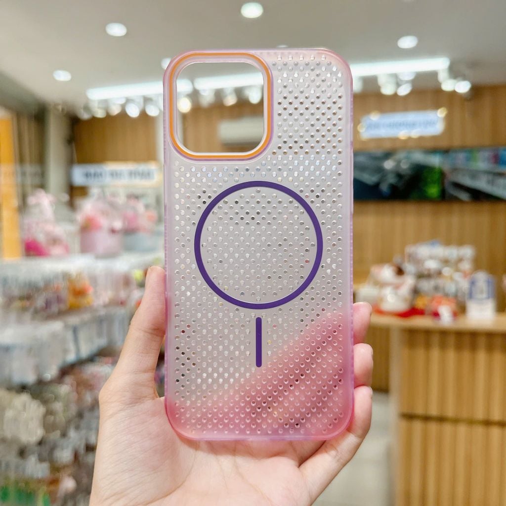 Ốp IP 16 Pro Max Likgus tản nhiệt magsafe màu trong viền cứng