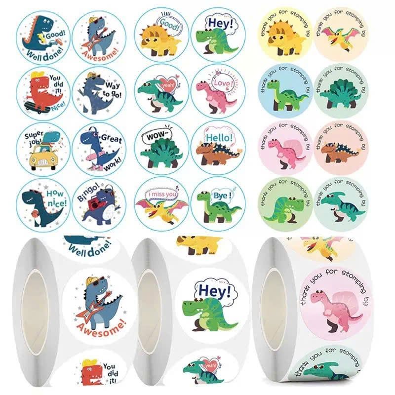 ** Cuộn Sticker nhân vật hoạt hình khủng long/Kitty/Loppy