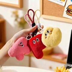 ** Móc khóa bông chữ cái biểu cảm kèm dây nhiều màu