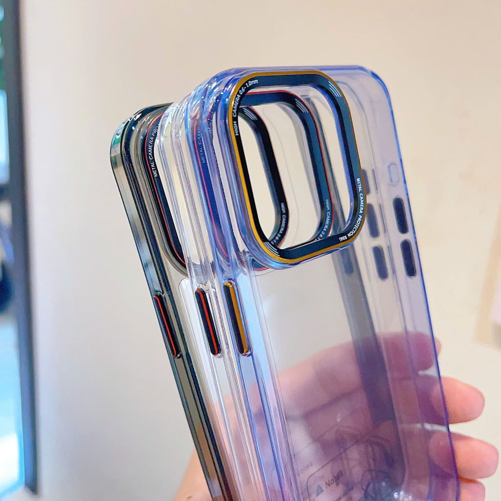 Ốp IP 16 Pro Max Likgus trong viền màu trong viền camera chữ
