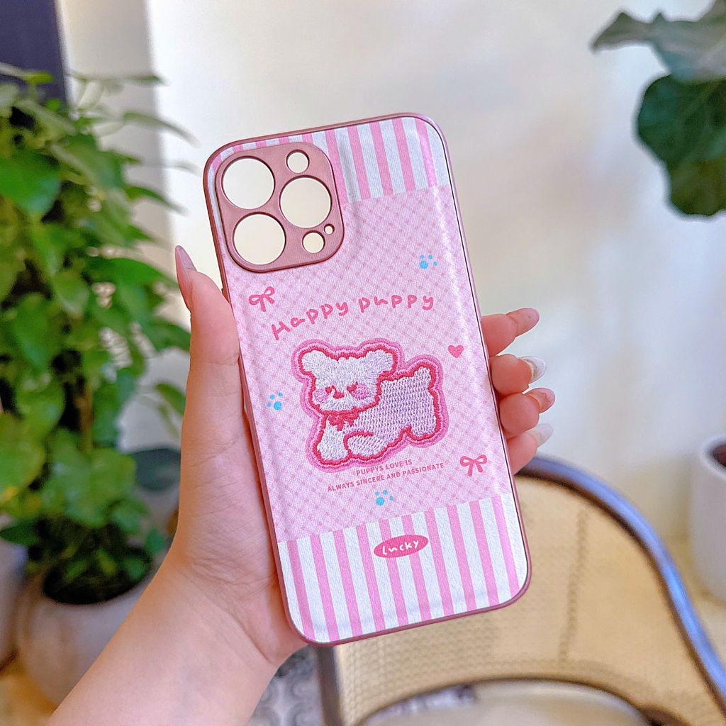 Ốp IP 16 Pro vân da phồng viền dẻo xi màu