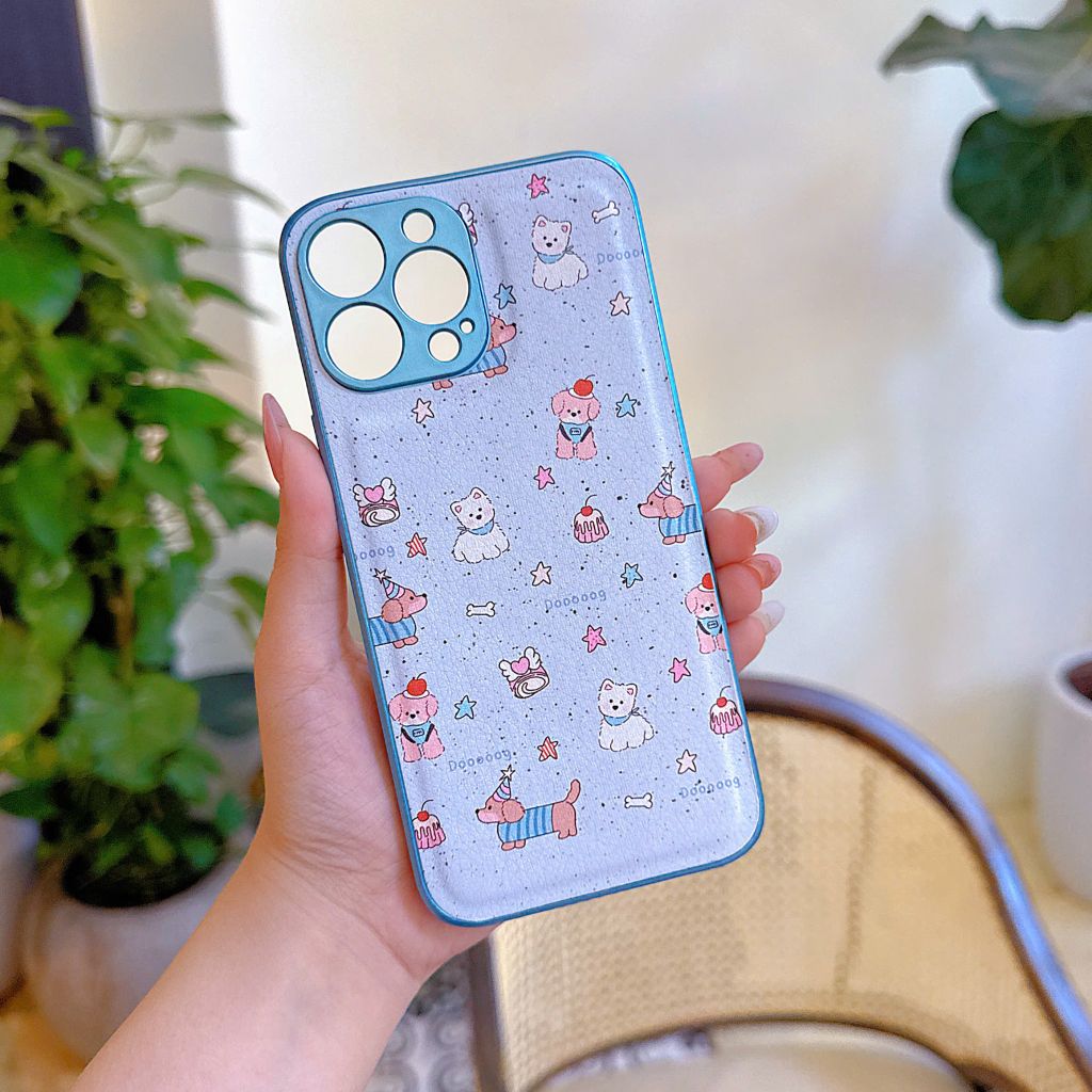 Ốp IP 12 Pro Max vân da phồng viền dẻo xi màu