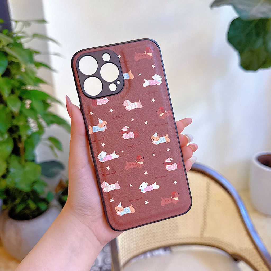 Ốp IP 15 Pro Max vân da phồng viền dẻo xi màu