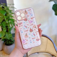 Ốp IP 14 Pro vân da phồng viền dẻo xi màu
