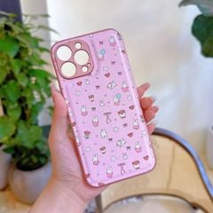 Ốp IP 16 Pro vân da phồng viền dẻo xi màu