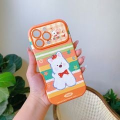** Ốp IP 14 Pro Max vân da viền màu