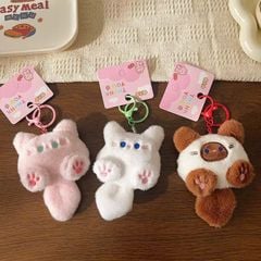 ** Móc khóa bông mèo đuôi dài hồng/nâu/tam thể