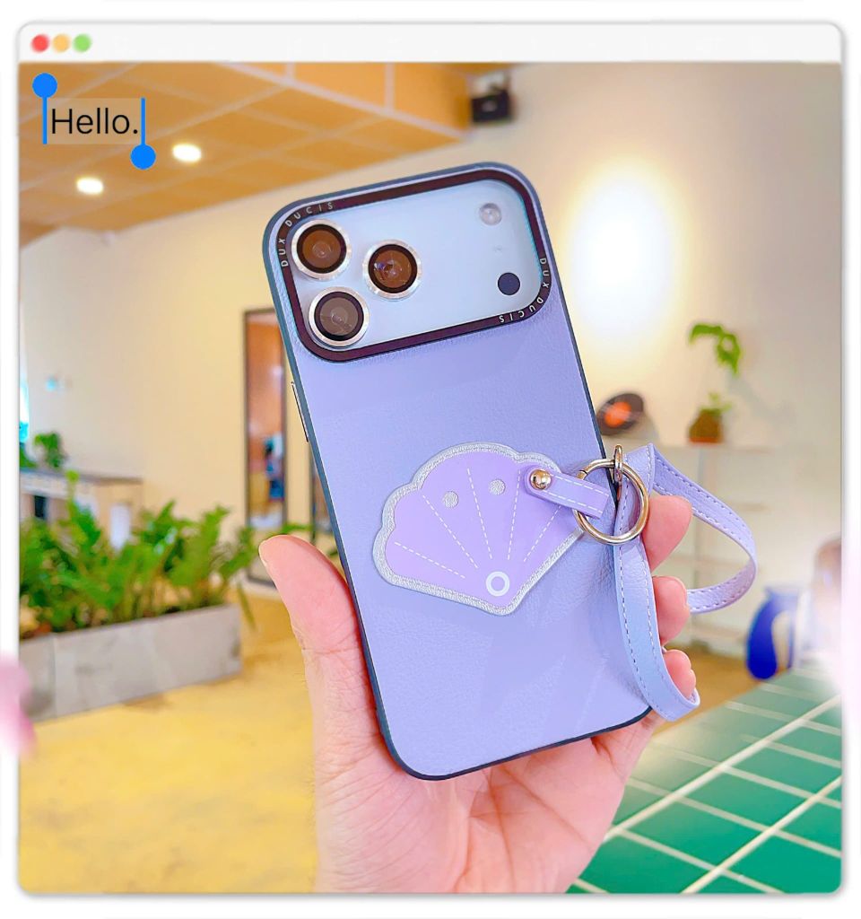 ** Ốp iPhone 17 Pro Max Duxducis Luvy da PU kèm dây