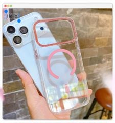 Ốp IP 17 Pro Max Likgus trong magsafe màu viền camera kim loại