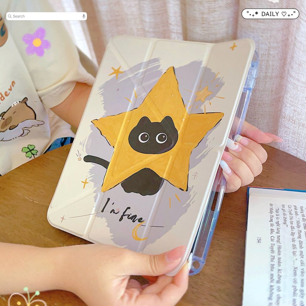 Bao da iPad 9.7 inch dẻo trong in hình cute